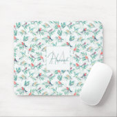  kleurrijke vogels laten een  wit ontwerp achter muismat (Met muis)