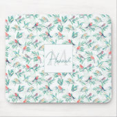  kleurrijke vogels laten een  wit ontwerp achter muismat (Voorkant)