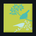 Kleurrijke vogels magneet<br><div class="desc">Super chique aanpasbare magneten met een paar vogels op boomtakken.</div>