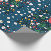 Kleurrijke vogels met blauw bloemmotief cadeaupapier (Hoek)