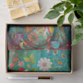 KLEURRIJKE VOGELS MET BLOEMEN IN VAAS DECOUPAGE TISSUEPAPIER (Geschenk)