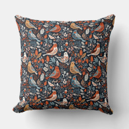 Kleurrijke vogels met levendige bloemen patroon kussen