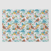 Kleurrijke vogels met winter- en kerstsymbolen tissuepapier (Voorkant)