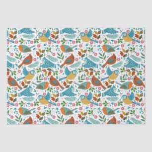 Kleurrijke vogels met winter- en kerstsymbolen tissuepapier