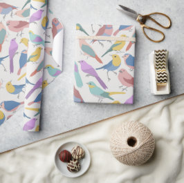 Kleurrijke vogels met witte achtergrond baby showe cadeaupapier