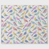 Kleurrijke vogels met witte achtergrond baby showe cadeaupapier (Vlak)