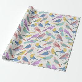 Kleurrijke vogels met witte achtergrond baby showe cadeaupapier