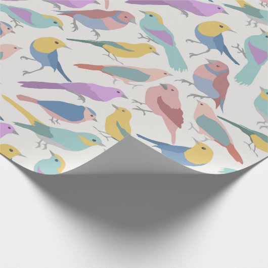 Kleurrijke vogels met witte achtergrond baby showe cadeaupapier (Hoek)