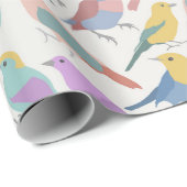 Kleurrijke vogels met witte achtergrond baby showe cadeaupapier (Rol Hoek)