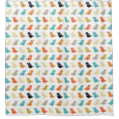 Kleurrijke vogels Mid Century Modern Retro Douchegordijn (Voorkant)