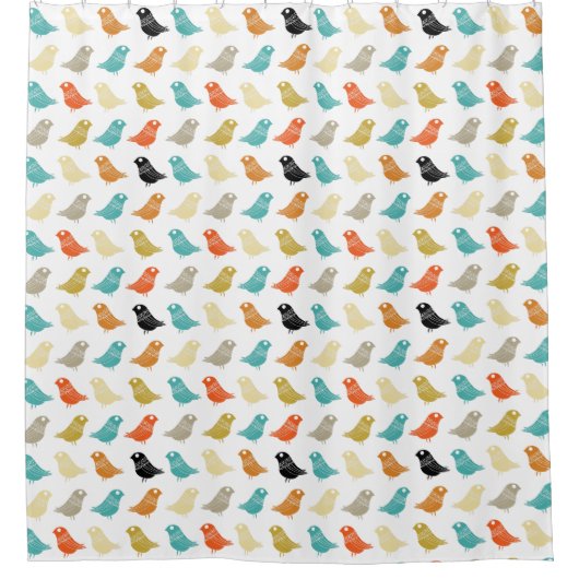 Kleurrijke vogels Mid Century Modern Retro Douchegordijn (Voorkant)