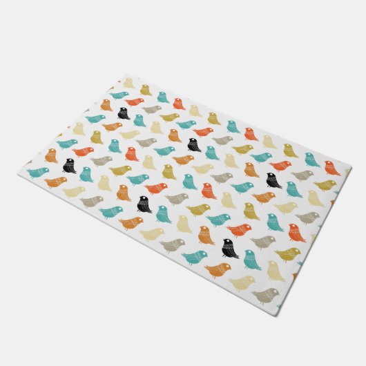 Kleurrijke vogels Mid Century Modern Retro patroon Deurmat (Schuin)