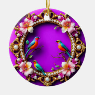 Kleurrijke vogels neergestreken keramisch ornament