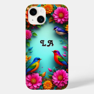 Kleurrijke vogels neergestreken tussen levendige b Case-Mate iPhone 14 hoesje