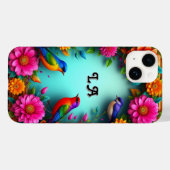 Kleurrijke vogels neergestreken tussen levendige b Case-Mate iPhone case (Achterkant (horizontaal))