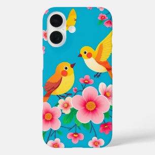 Kleurrijke vogels neergestreken tussen verbluffend iPhone 16 hoesje