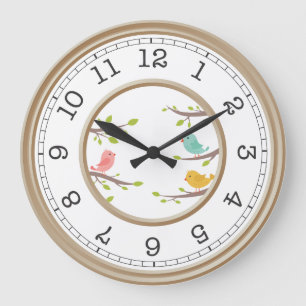 Kleurrijke vogels op de takken grote klok