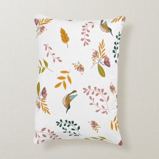 Kleurrijke vogels op een bloemenachtergrond accent kussen (Achterkant (Verticaal))