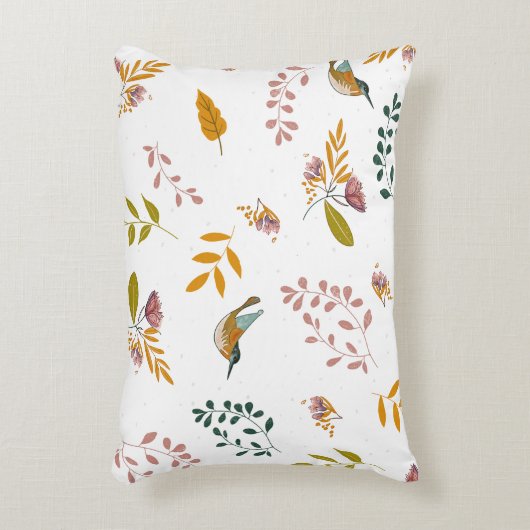 Kleurrijke vogels op een bloemenachtergrond accent kussen (Voorkant(Verticaal))
