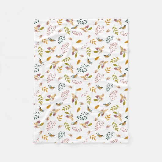 Kleurrijke vogels op een bloemenachtergrond fleece deken (Voorkant)