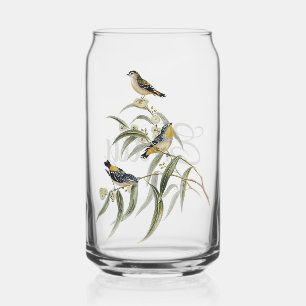 Kleurrijke vogels op een boomtak blikvorm glas