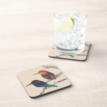 Kleurrijke vogels op een set van zes Onderzetters