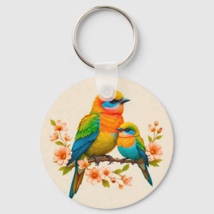Kleurrijke vogels op een tak sleutelhanger