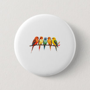 Kleurrijke vogels op een tak zangvogels vogelaars  ronde button 5,7 cm