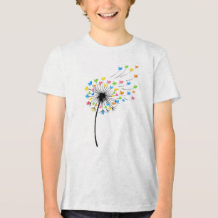 Kleurrijke vogels paardenbloem stroom Tri-Blend shirt