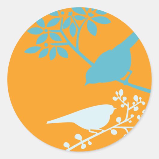 Kleurrijke vogels ronde sticker (Voorkant)