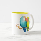 Kleurrijke vogels tweekleurige koffiemok (Voorkant rechts)