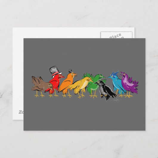 Kleurrijke vogels van een doder briefkaart (Voorkant / Achterkant)