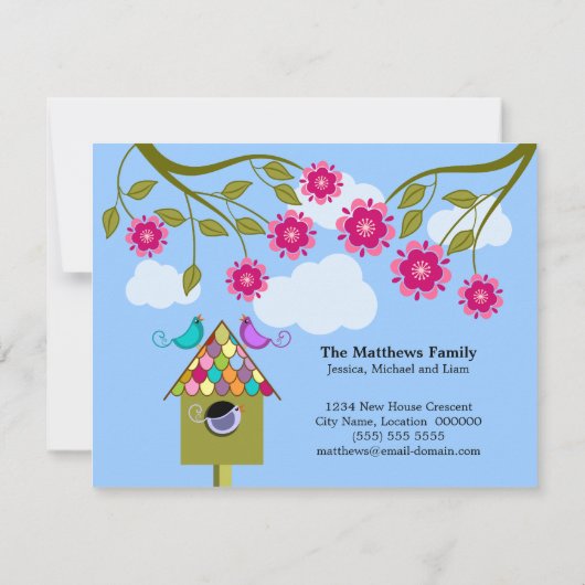 Kleurrijke Vogels Verhuisbericht Aankondiging (Achterkant)