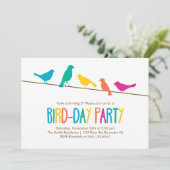 Kleurrijke vogels verjaardagsfeestje kaart (Staand voorkant)