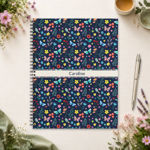 Kleurrijke Vogels Vlinders Bloemendecor Navy Notit Notitieboek