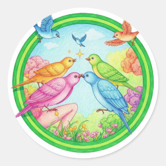 Kleurrijke Vogels voor Vogelliefhebbers & Cadeau Ronde Sticker
