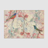 Kleurrijke vogels zingen op rode bloemen tissuepapier (Voorkant)