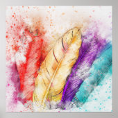 Kleurrijke vogelveren poster (Voorkant)