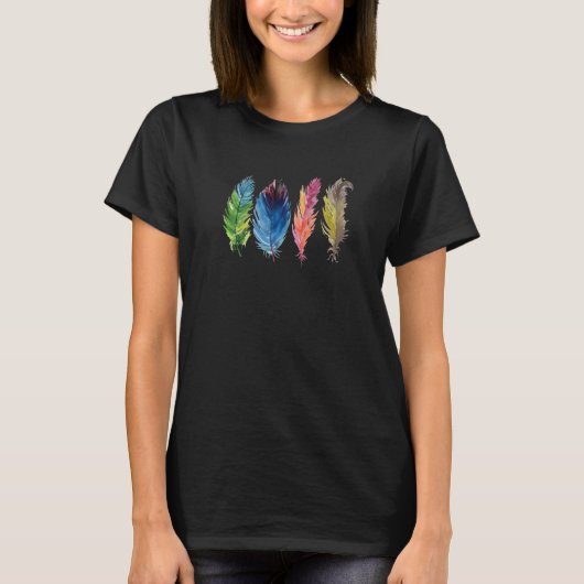 Kleurrijke vogelveren t-shirt (Voorkant)
