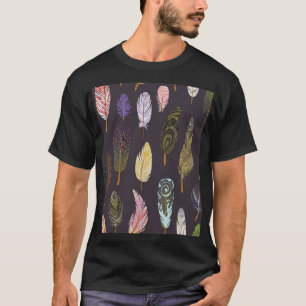Kleurrijke vogelveren Waterverf T-shirt