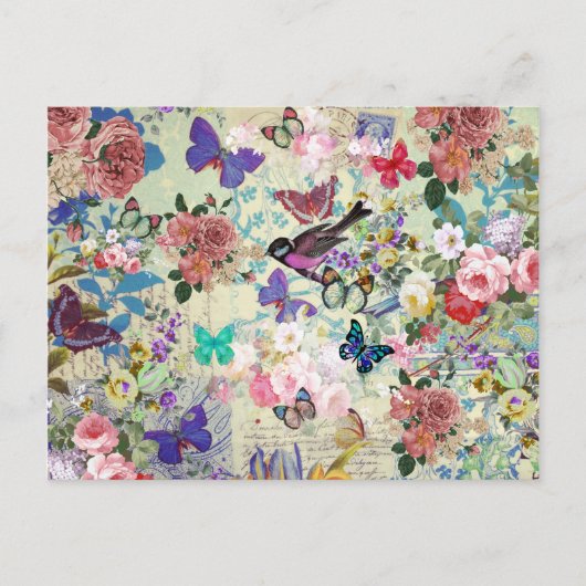 Kleurrijke vogelvlinder  bloempatroon briefkaart (Voorkant)