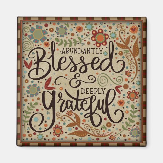 Kleurrijke Volk Gezegend Dankbare Inspirativiteits Magneet (Voorkant)