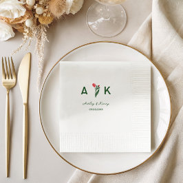 Kleurrijke volks kunst wilde bloem monogram bruilo servet