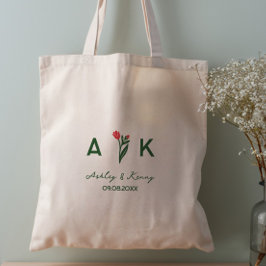 Kleurrijke volks kunst wilde bloem monogram bruilo tote bag