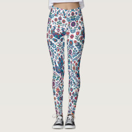 Kleurrijke Volkskunst Bloemvogelpatroon Leggings