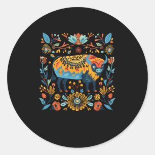 Kleurrijke volkskunst illustratie met een decorati ronde sticker