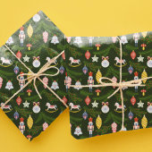 Kleurrijke volkskunst kerstboom Ornamenten Kinder Cadeaupapier