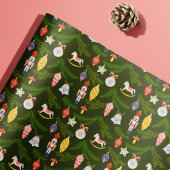 Kleurrijke volkskunst kerstboom Ornamenten Kinder Cadeaupapier