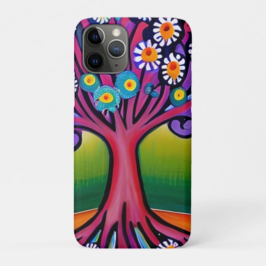 Kleurrijke Volkskunst Stijl Whimsical Boom Case-Mate iPhone Case (Achterkant)