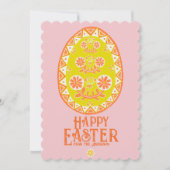 Kleurrijke Volkskunst Traditionele Gele Paaseieren Feestdagenkaart (Voorkant)